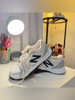 New Balance Women's White and Navy Athletic Sneakers